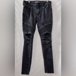 PacSun Distressed Stacked Skinny Moto Biker Jeans